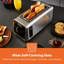 GEEPAS 5-in-1 DIGITAL 4 Slice Long Slot Toaster Stainless Steel Housing, Extra Wide Slots LED Display & Timer 6 Browning Level Removable Crumb Tray 1450W Silver