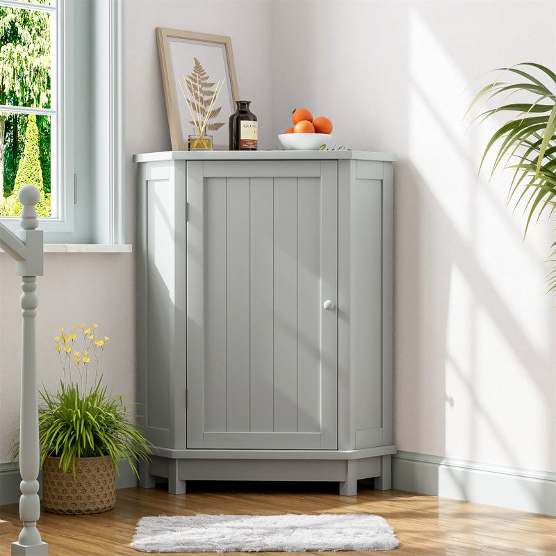 Armoire de salle de bain d'angle avec tablette réglable, Gris, H 31,4 po x l 24,8 po x P 17,5 po