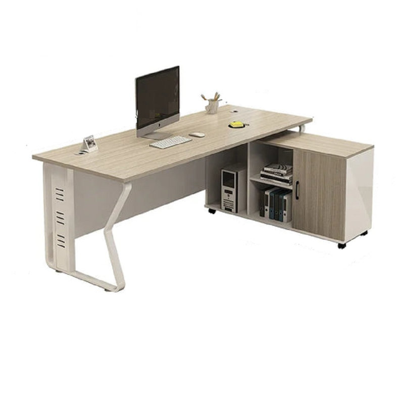 Mykeya L-Shaped Executive Desk, Grey/White, 75cm H x 180cm W x 80cm D