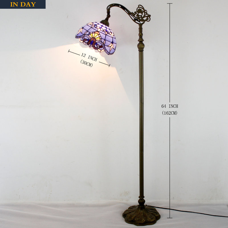 Lampe sur pied arquée 64 po Airah, Brun / jaune / violet