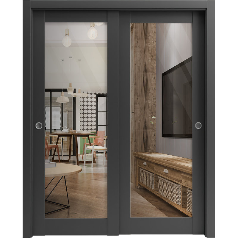 Portes coulissantes en verre transparent Lucia, 36 po x 80 po