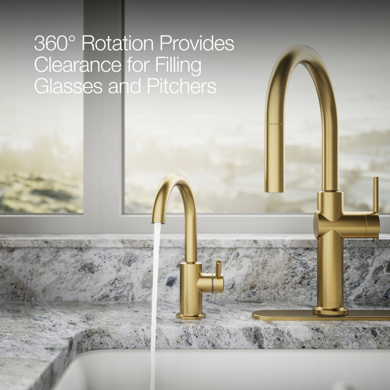 Contemporary Beverage Faucet, Vibrant Brushed Moderne Brass