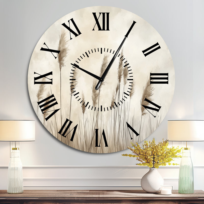 Horloge murale Neutre Pampas Field - Boho, Surdimensionné