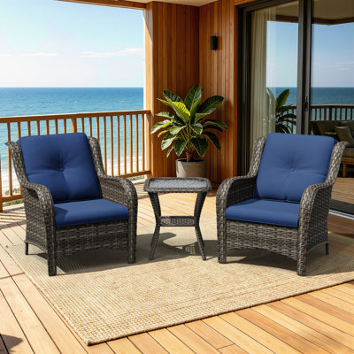 Anahit Square 2 - Person 20'' L Outdoor Restaurant Bistro Set with Cushions