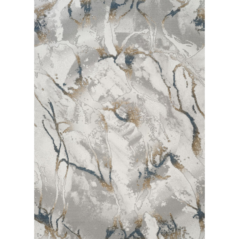 Tapis 100% rectangulaire gris avec des motifs abstraits, fabriqué à la machine dans un style grunge contemporain décontracté, teinture pour animaux de compagnie et zones très fréquentées de motifs de maison, et chambre à coucher appropriée