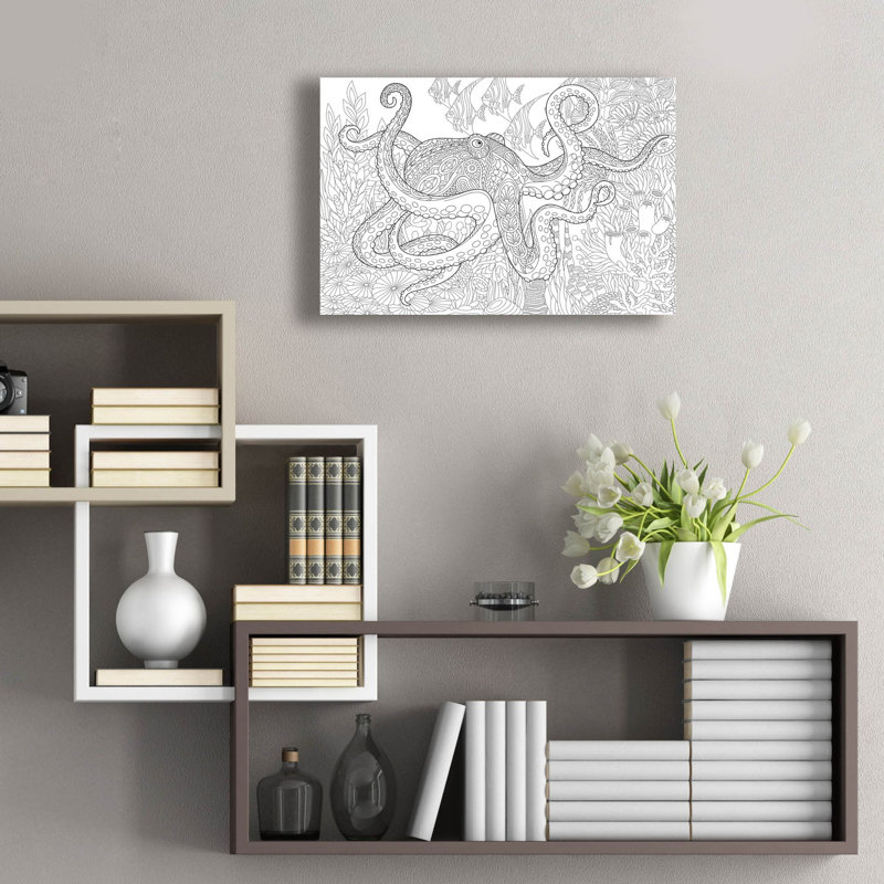 «Coloriage de poulpe» par Epic Portfolio, art mural en verre acrylique, H 16 po x l 24 po x P 0,2 po