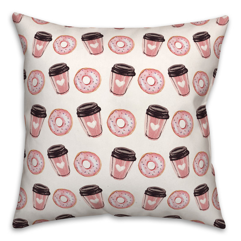  Housse et insert de coussin carré Go Together Like Coffee and Donuts, 16 po x 16 po