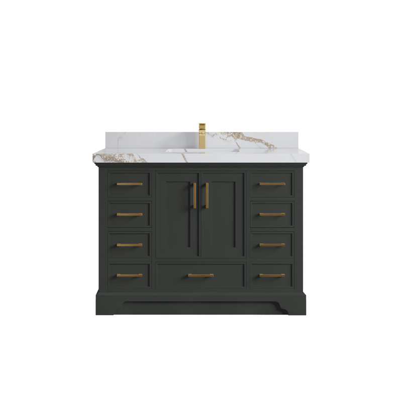 Charlotte 48'' Single Bathroom Vanity with Top, Calacatta Gold