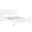 Grand lit, finition ultrabrillante, motif ondulé, pieds en métal, aucun sommier nécessaire, structure entièrement en kd, capacité de poids de 660 lb, limite