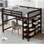 Lit mezzanine double avec tablettes de rangement et bureau sous le lit, espresso (VIEUX SKU: SM000246AAP-1)-1210981814