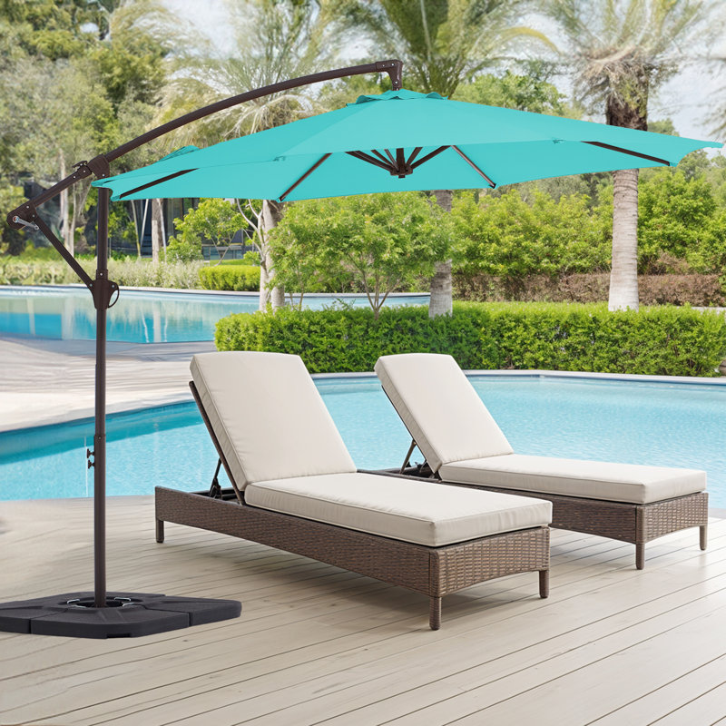 Parasol en porte-à-faux 10 pi Hawkinsville, Bleu paon