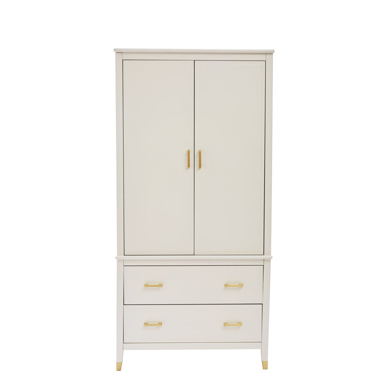 2 Door Solid + Manufactured Wood Wardrobe, White