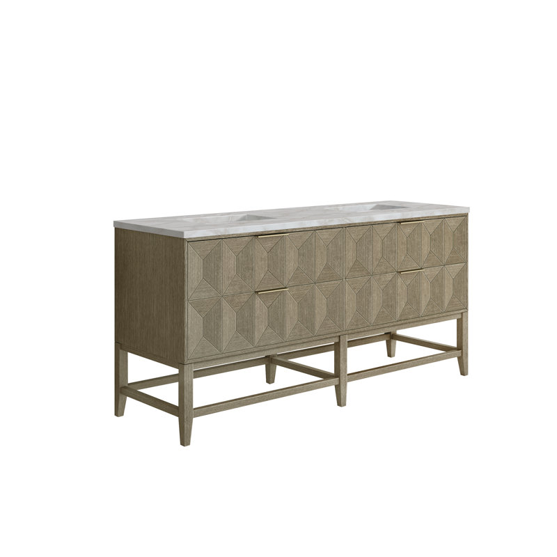 Emmeline 72'' Double Bathroom Vanity with Top, Victorian Silver Quartz, 8" Widespread
