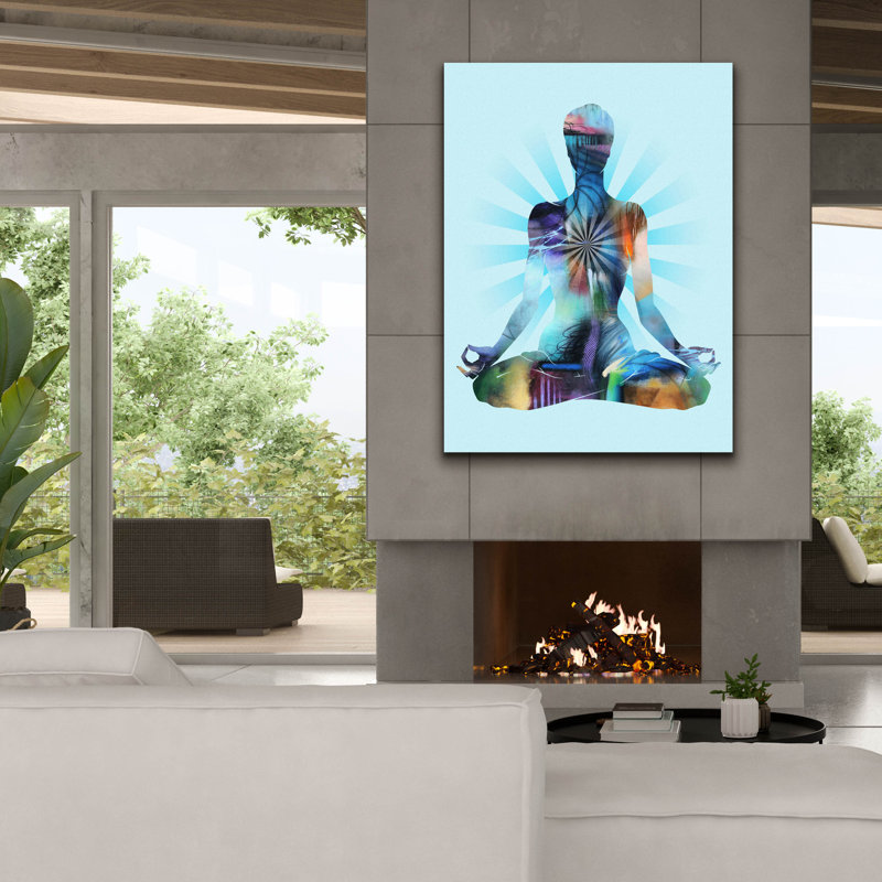 Art mural sur toile Winston Porter «Lotus Pose Moon» par Tim Parker, H 54 po x l 40 po x P 1,5 po