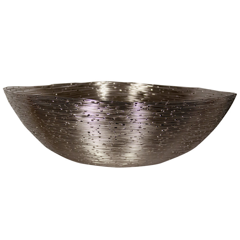 Bol décoratif en fil de fer, H 5,5 po x l 17,5 po x P 17,5 po