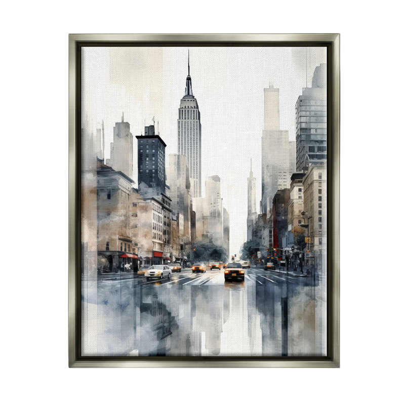 New York Urban City, Cadre flottant gris lustré, H 21 po x l 17 po x P 1,7 po