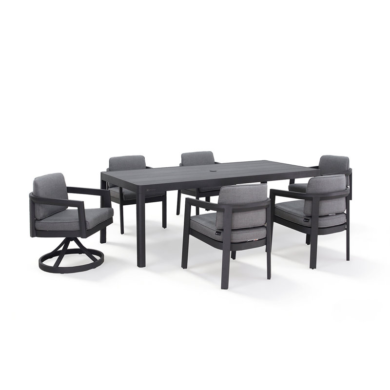 Mesa 7-Piece Aluminum Patio Dining Set with Swivel Chairs