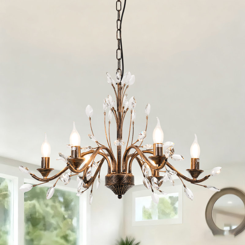 28-inch 6-light Vintage American Crystal Chandelier
