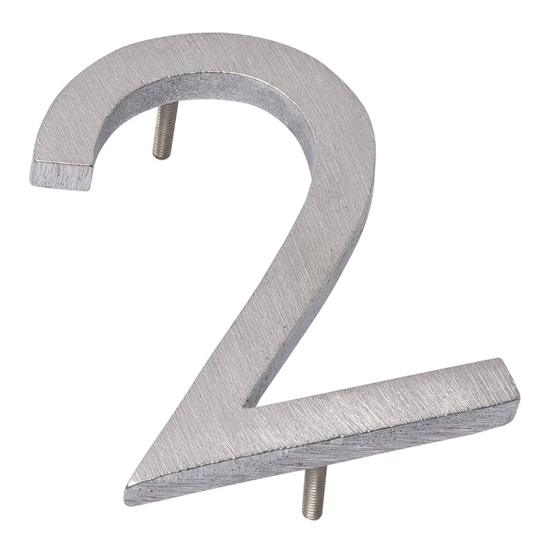 l 4 pi 5 po x Numéro de maison à fixation flottante, Aluminium poli, 2