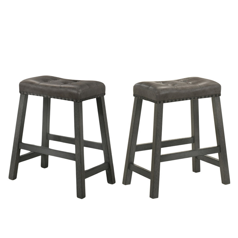 Ensemble de 2 tabourets de comptoir rustiques (sans table), Gris antique