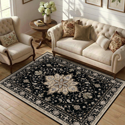 Tapis rétro antidérapant à motif médaillon Sunflower