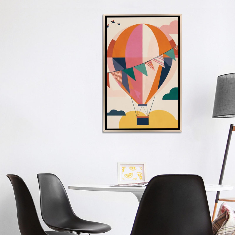 Montgolfière III - reproduction d'art murale - toile encadrée, 40 po x 26 po, Toile avec cadre, Champagne