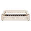 Lit de jour simple beige avec rangement pour accoudoirs et bloc d'alimentation fonctionnel
