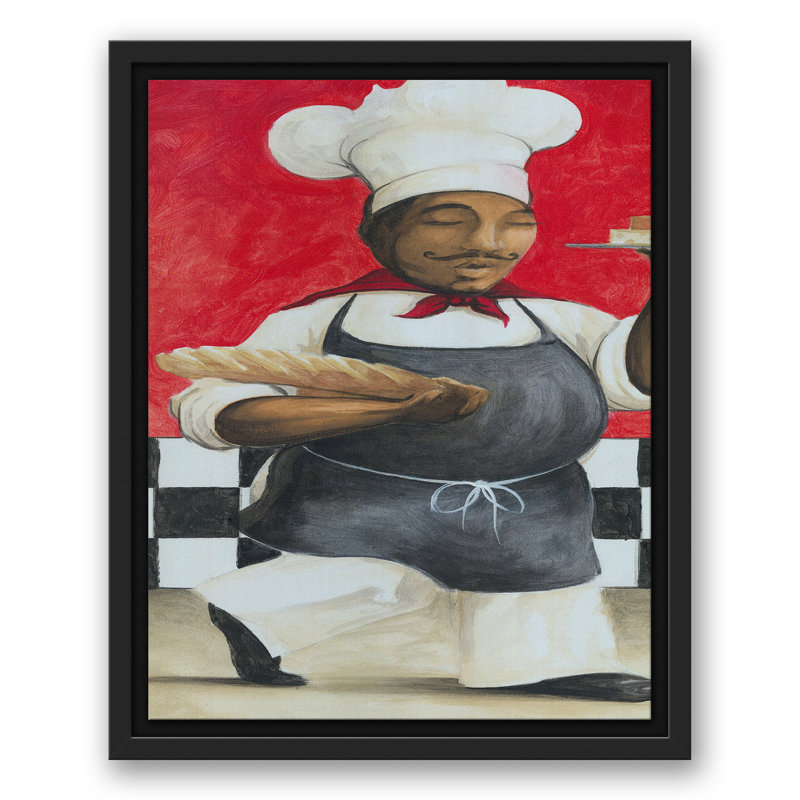 «Happy Chef» sur toile, H 15,75 po x l 12,75 po x P 1,75 po, Cadre flottant noir
