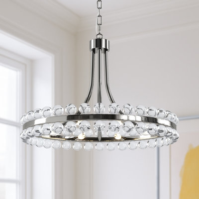 Jackeline 8-Light 24''W Modern & Classic Wagon Wheel Silhouette Chandelier with Crystal Accents