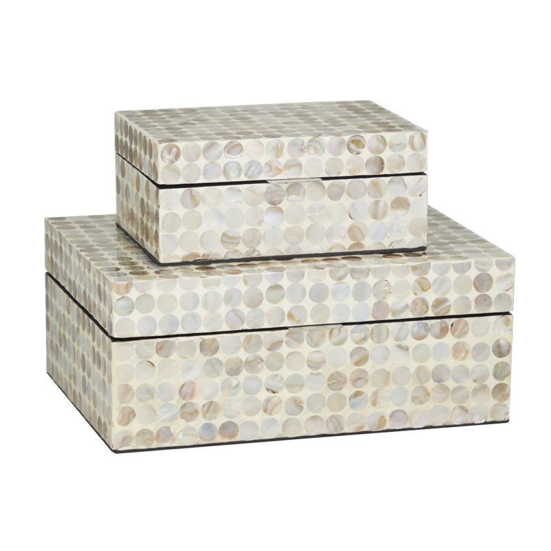 Juliette Brown and Gray Handmade Wood Lidded Box Set
