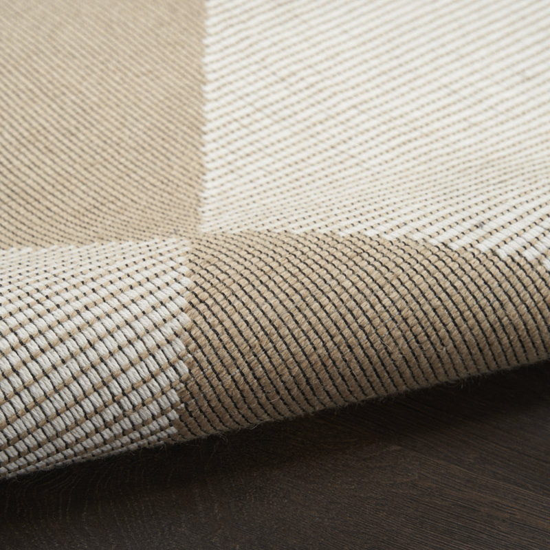 Tapis de couloir lavable et antidérapant 8 pi à motif géométrique naturel et ivoire