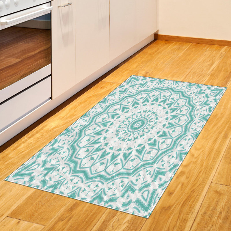 Aqua High Density Long Fiber Poly Threads Decorative Area Rug Carpet, Rectangle 2'7" x 5'
