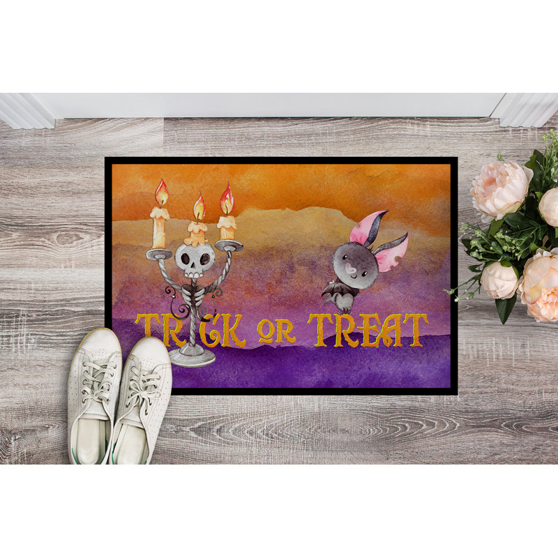 Eila Non-Slip Halloween Outdoor Doormat, Rectangle 1'6 x 2'3"
