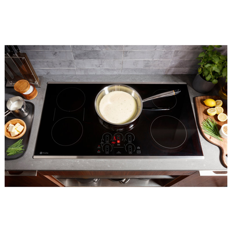 36" Induction Cooktop with 5 Elements, Black/Stainless Steel