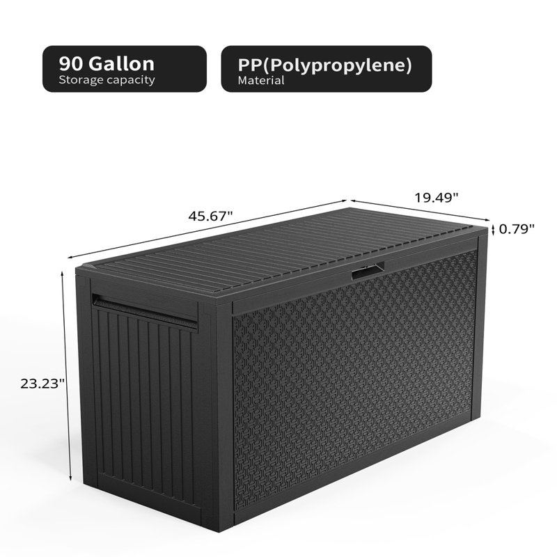 Pp Plastic Storage Box  90 - Gallon Capacity, Weather - Resistant  Ideal For Patio And Outdoor Storage