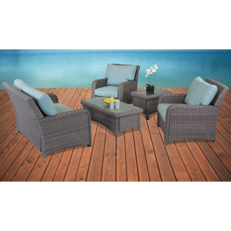 Chorio Metal Outdoor Lounge Chair , Sunbrella® Cushions Included, Stone, Sparkle Nautical Outdura®
