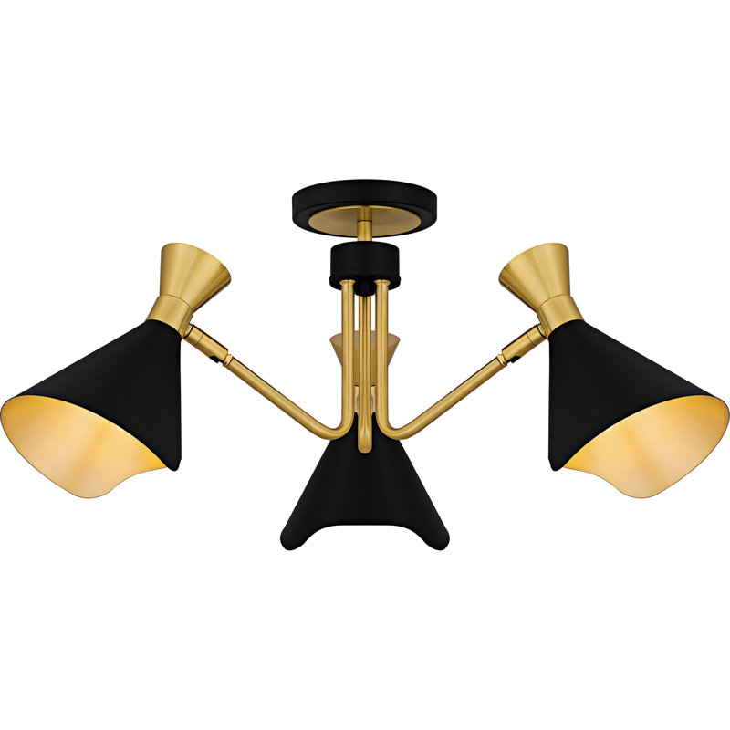 Alcala 3-Light Matte Black Semi-Flush Mount