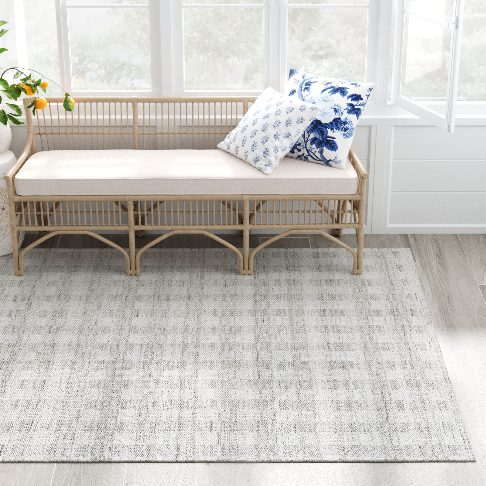 Lavande Hand-Woven Plaid Area Rug, Rectangle 8'10" x 12'
