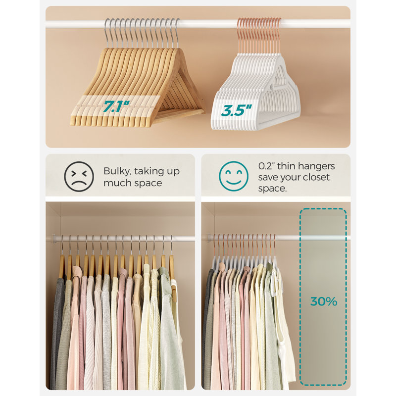 Non-Slip Velvet Hangers, Rose Gold/White, 50