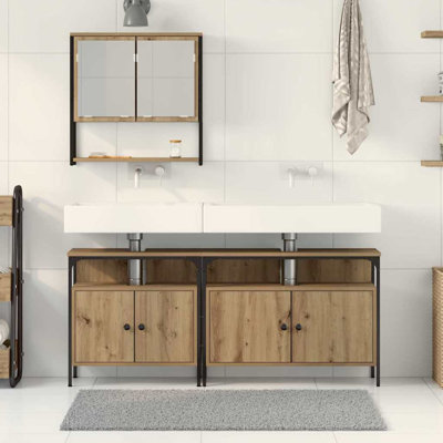 Bathroom Furniture Set With Storage 3 Pcs 80 X 30 X 60 Cm