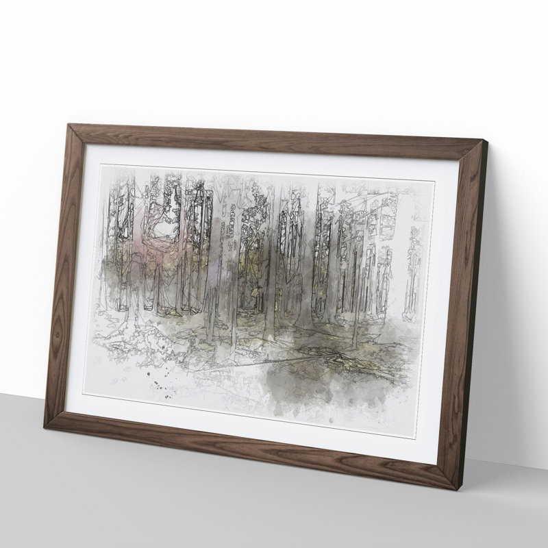 Sunlight Forest Vol.2 Sketch - Picture Frame Graphic Art, Walnut, 27cm H x 36cm W x 2cm D