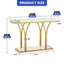 Console moderne en faux marbre avec structure en métal doré, canapé d'entrée étroit avec tablette inférieure-1294543618