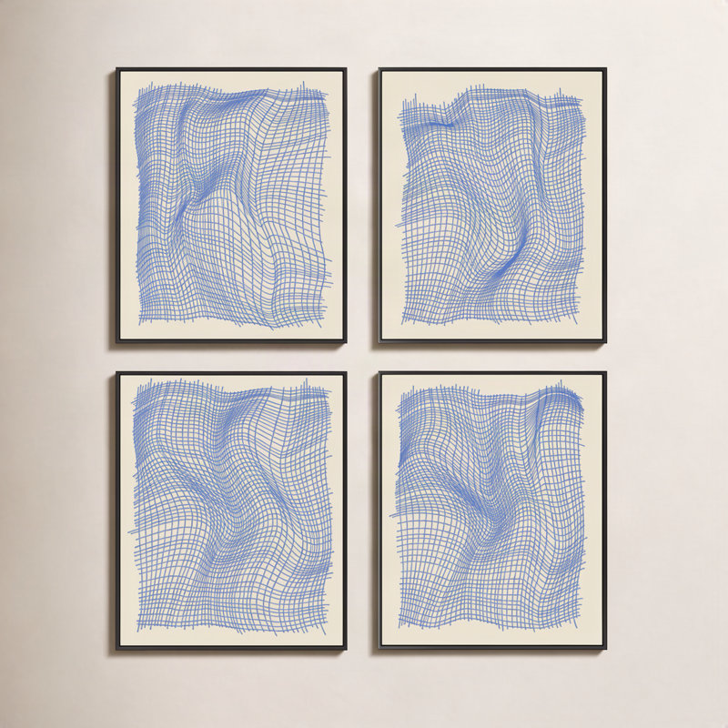 Netting Print by Jacques Pilon, Black Single Structure Framed Canvas, 38" H x 120" W x 1.25" D