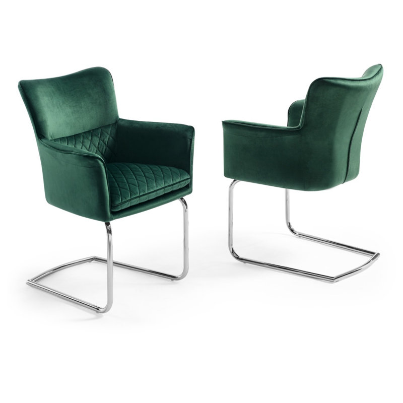 Fauteuil en velours Osier, Chrome chrome, Vert