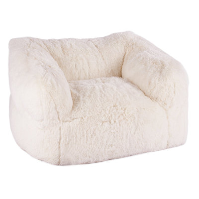 Fauteuil à billes, fauteuil à billes avec accoudoirs pour adultes, peluche moelleuse et fauteuil à billes en mousse à haute densité avec fermeture éclair, fauteuil confortable paresseux idéal pour le salon, la chambre à coucher, beige