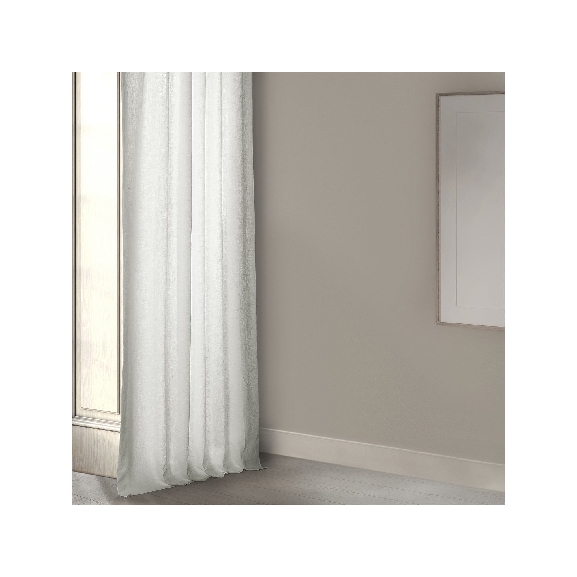 Britt 100% Euro Chic Linen Curtains - Single Panel Drape, Light Greige, 50" W x 96" L