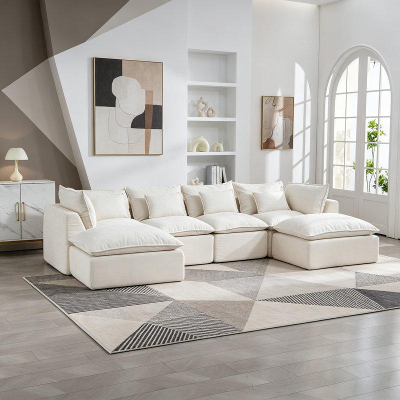 130.71" Width Cloud Couch Oversized Modular Sectional Sofa True Relax Comfy Couches Wide&Deep Seat Sofas For Living Room Furniture Sets