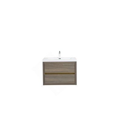 Meuble-lavabo mural 30 po avec lavabo, meuble de rangement flottant avec comptoir en résine de pierre et tiroirs à fermeture en douceur