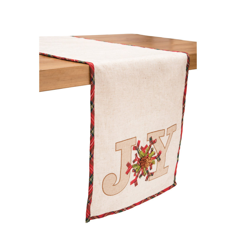 Joy Embroidered Table Runner