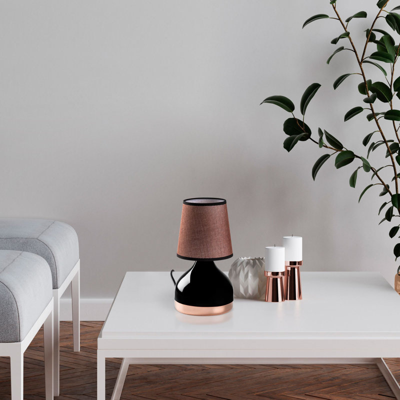 Élégante lampe de table noire, corps en métal, 6,7 x 6,7 x 13,0 pouces | Capuchon en tissu: H 5,5 po | Douille E27, 40 W maximum (ampoule non incluse) | Certifié IP20, parfait pour la décoration et l'éclairage de maisons modernes